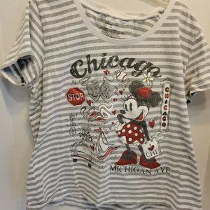 Disney Store Minnie Mouse Chicago Michigan Ave Glitter T Shirt Women's Size 2XL